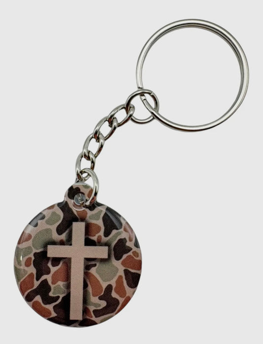 River Rock Cross Keychain