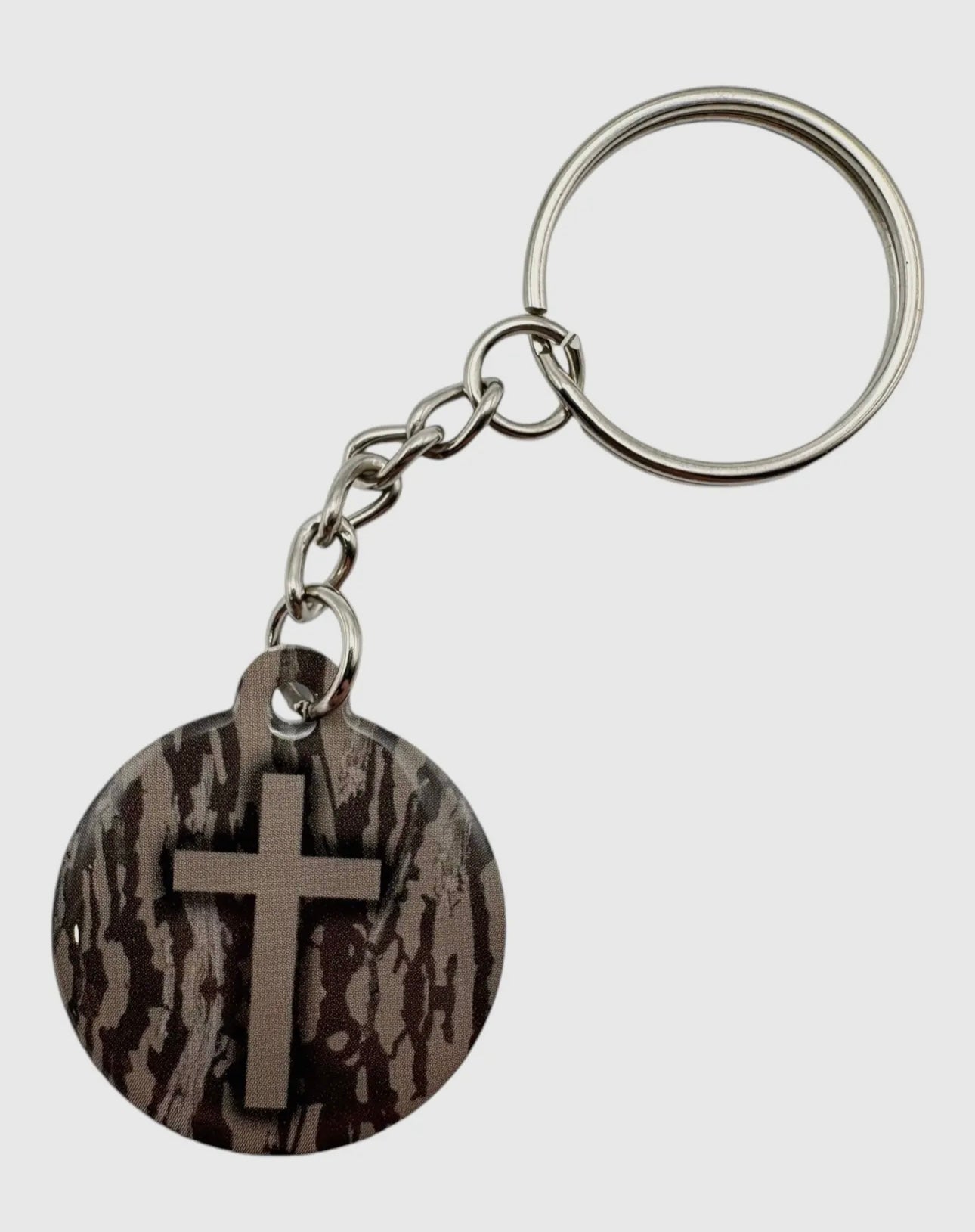 Tree Bark Cross Keychain